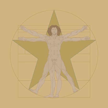 Vector illustration of the Vitruvian Man - drawing created by Leonardo da Vinciのイラスト素材