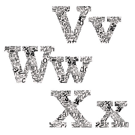 letters of different fonts vwxのイラスト素材