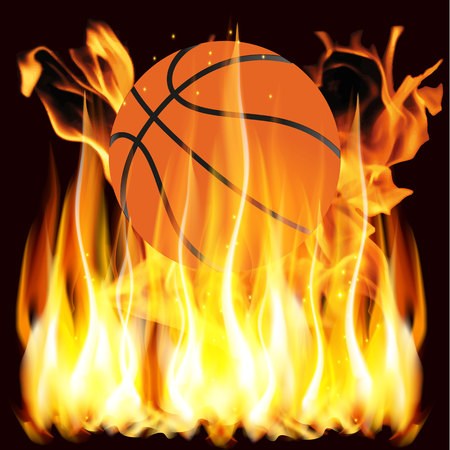 Vector illustration flames and basketballのイラスト素材