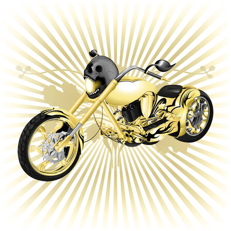 Vector illustration chopper with a skull on the spotlightのイラスト素材