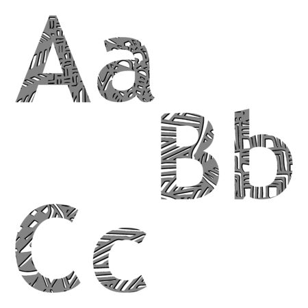 vector illustration etters of the alphabet in style zentangle abcのイラスト素材