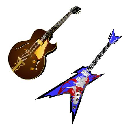 vector illustration of a stringed musical instrument electric guitarのイラスト素材