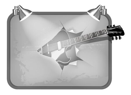 vector illustration guitar breaks poster and backlitのイラスト素材