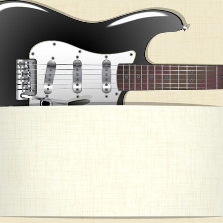 music background with guitar and a horizontal bannerのイラスト素材