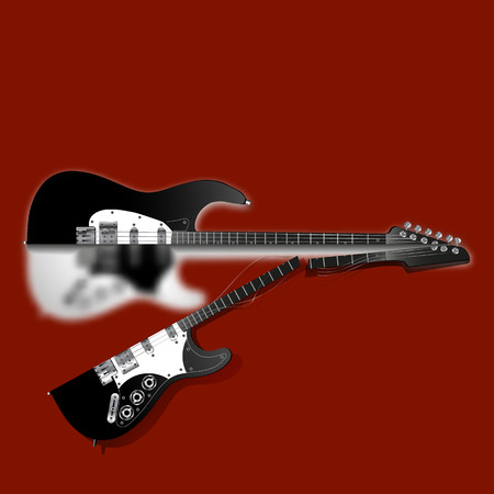 Stock vector cut electric guitar on a red background withのイラスト素材