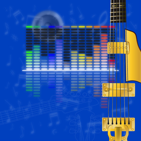 vector illustration-musical design, equalizer and guitar stringsのイラスト素材
