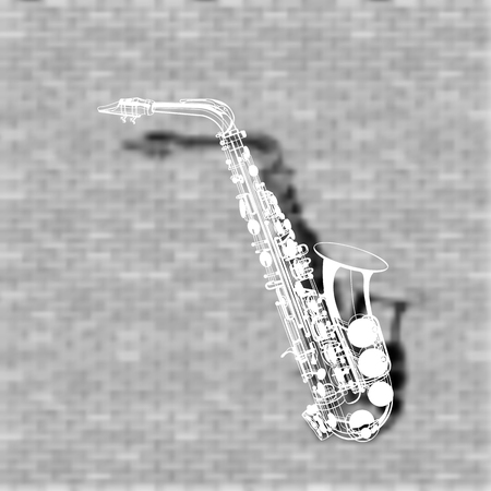 vector illustration saxophone on a brick wall backgroundのイラスト素材