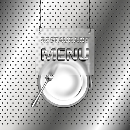 vector illustration restaurant menu iron frame with glassのイラスト素材