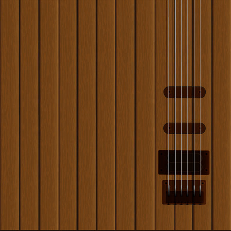 vector illustration background music, guitar strings on the wooden backgroundのイラスト素材