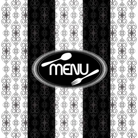 Vector black and white vintage pattern for menu. Background has a seamless pattern, can be changed to any size.のイラスト素材