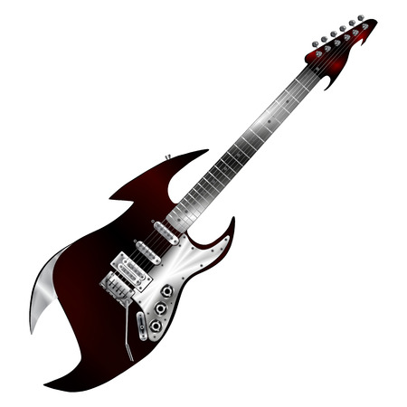 Vector hard rock guitar dark red color, unusual shapes. Isolated object on a white background can come to any image.のイラスト素材