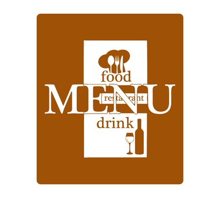 Vector Template restaurant menu, title page, title, cover. The inscription is made as a template or stencil is isolated with a blank background.のイラスト素材