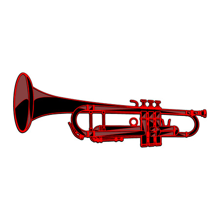 Vector trumpet, the pattern is made of three layers of an avant-garde style. Isolated object on a white background, can be used with any image.のイラスト素材