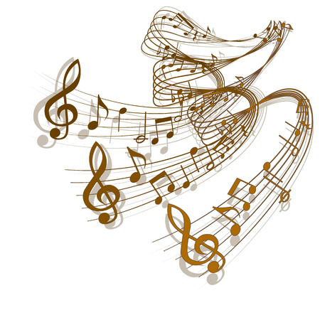 Vector wave of musical notes with a shadow. Isolated object on a white background, can be used with any image or separately.のイラスト素材