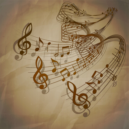 Vector wave of musical notes with a shadow. Isolated object on a white background, can be used with any image or separately.のイラスト素材