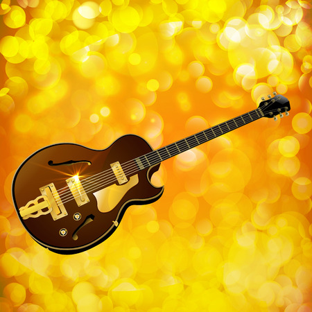 Vector illustration of musical jazz guitar against a bright background with the flash.のイラスト素材