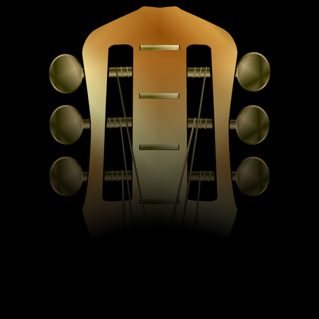 Vector illustration of musical background acoustic guitar closeup darkened neck. There is room to place text or an image.のイラスト素材