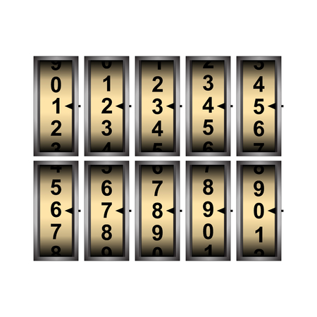 Vector illustration of the counter with all the numbers. Isolated object on a white background, can be used with any text or image and in any sequence.のイラスト素材