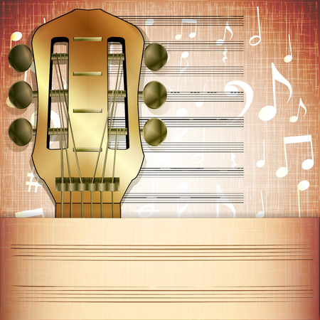 Vector illustration of musical background guitar fingerboard with Music sheet.のイラスト素材