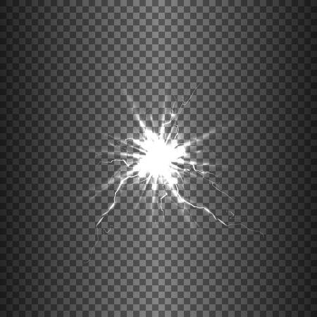 Bright transparent shine, flare on a transparent background with lightning and sparks. You can use any image in all colors and shades will tint.のイラスト素材