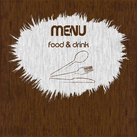 Template for restaurant menu spot of white paint on the wooden background with the stencil.のイラスト素材
