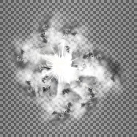 Bright and smoke transparent shine, flare on a transparent background. You can use any image in all colors and shades will tint.のイラスト素材