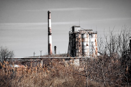 Ukraine, Odessa, the ruins of a cement plant to the unfinished nuclear power plant.の写真素材
