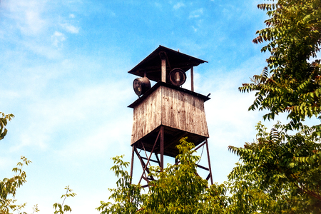 Watchtower with searchlightの写真素材