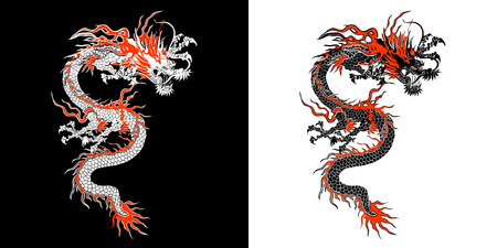 Chinese dragon stencilのイラスト素材