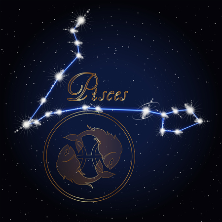 Pisces Astrology constellation of the zodiacのイラスト素材