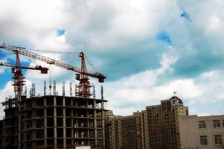 City industrial landscape on a background of a cloudy sky.の写真素材