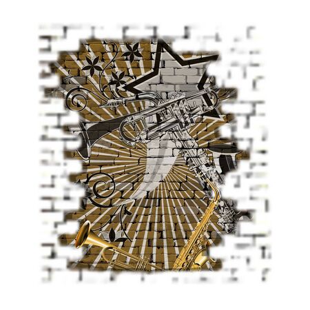 A brick with blurred jazz music.のイラスト素材