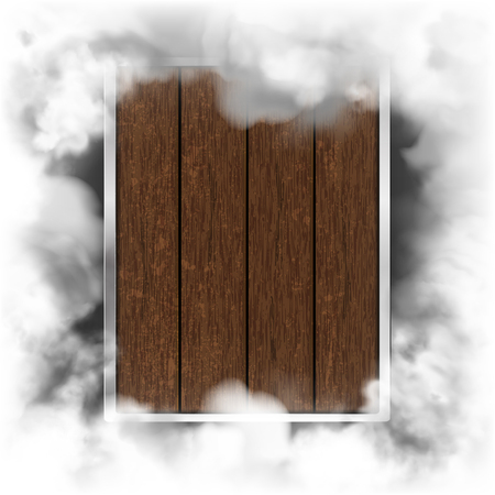 A frame of smoke and a wooden shieldのイラスト素材