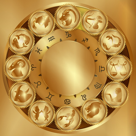 zodiac signs on gearsのイラスト素材