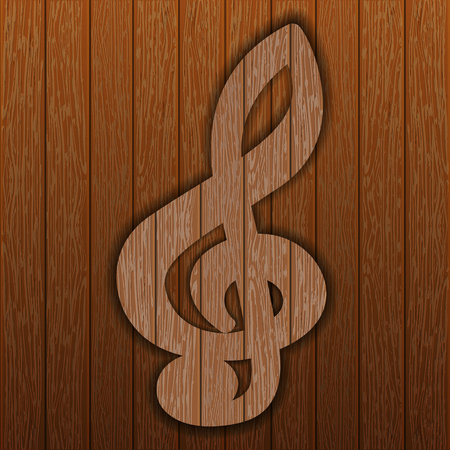 Treble clef made of wood illustration.のイラスト素材