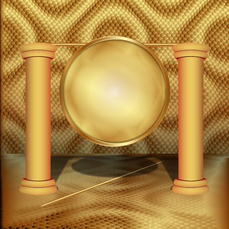 Hong background golden frame in texture placement in the eastern Chinese style.のイラスト素材