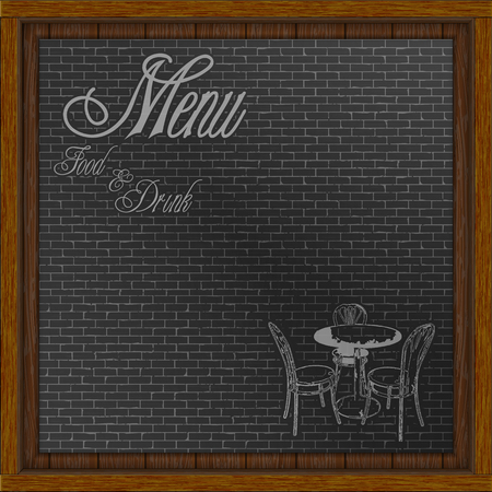 menu on the blackboard bricks Vector illustration.のイラスト素材