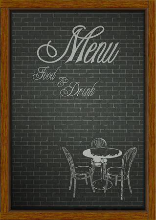 menu on the blackboard bricks Vector illustration.のイラスト素材