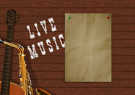 Music background with wooden planksの写真素材