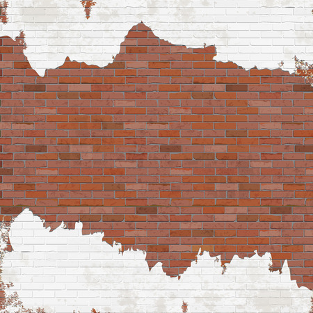 Red brick brick wall with white paint blots, blank template.のイラスト素材