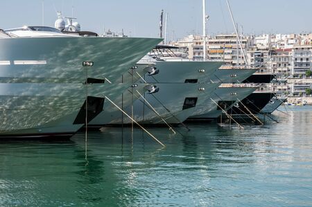 Luxury yachts parket, moored in marina in Athensの写真素材