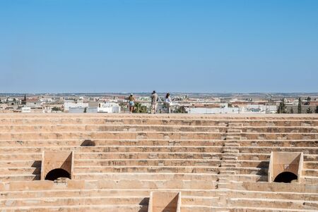 Ruined Colosseum in the afternoon in Tunisia, El Jemの写真素材