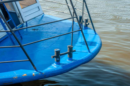 The forward bow of a river vessel for water excursions around the city or the transport of goods and peopleの写真素材