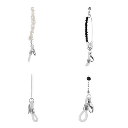 A set of large silver locks with stones for jewelry chains and bracelets. For designers and layouts isolated on whiteの写真素材