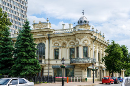 Russia, Moscow - June 20, 2009: Old building ornate restored facadeのeditorial素材