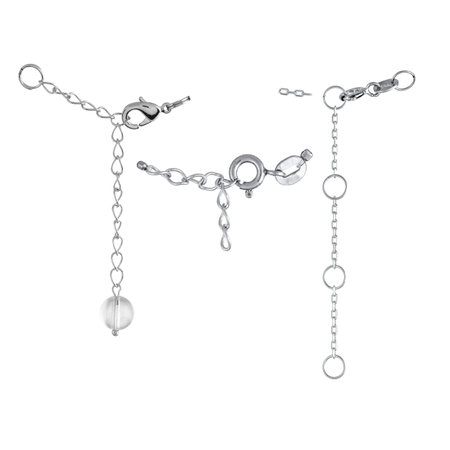 A set of silver locks for jewelry chains and bracelets. For designers and layouts isolated on whiteの写真素材