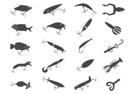 20 fishing baits iconsのイラスト素材