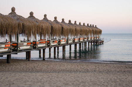 Summerhouse on the beach of the Mediterranean Seaの写真素材