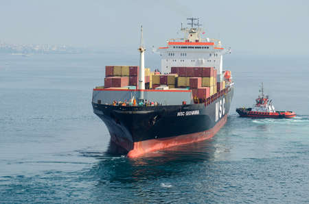 Ambarli, Turkey - October 03: Container vessel call at port Ambarli on October 03, 2016  in Ambarli,...