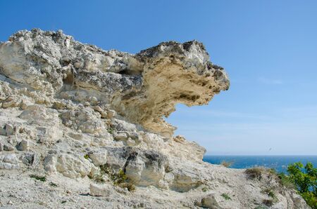Part of the rock against the background of the blue skyの写真素材
